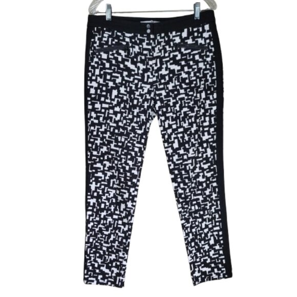 Trina Turk Black & White Abstract Ankle Pants - Picture 1 of 11